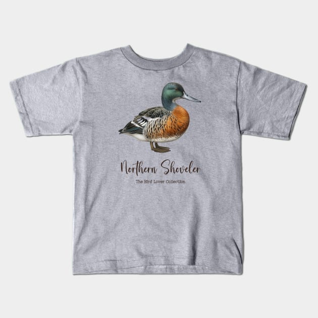 Northern Shoveler  - The Bird Lover Collection Kids T-Shirt by goodoldvintage